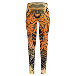 Wiccan Girl And Magical Moon Print High-Waisted Pocket Leggings