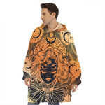 Wiccan Girl And Magical Moon Print Hoodie Blanket