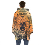 Wiccan Girl And Magical Moon Print Hoodie Blanket