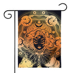 Wiccan Girl And Magical Moon Print House Flag