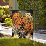 Wiccan Girl And Magical Moon Print House Flag