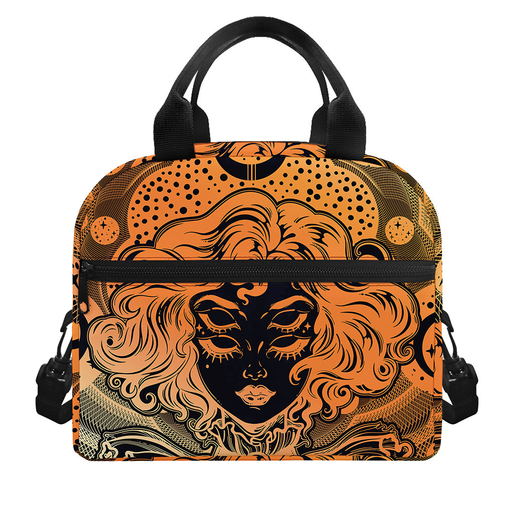 Wiccan Girl And Magical Moon Print Insulated Lunch Bag