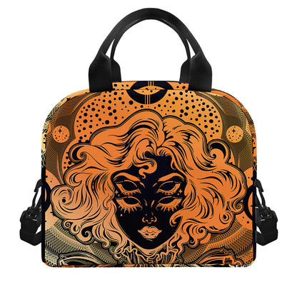 Wiccan Girl And Magical Moon Print Insulated Lunch Bag