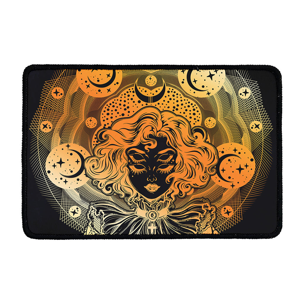 Wiccan Girl And Magical Moon Print Kitchen Mat