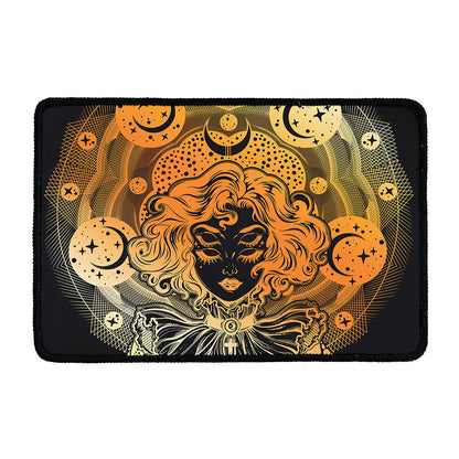 Wiccan Girl And Magical Moon Print Kitchen Mat
