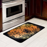 Wiccan Girl And Magical Moon Print Kitchen Mat