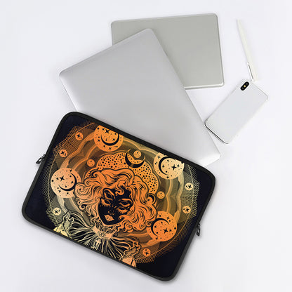Wiccan Girl And Magical Moon Print Laptop Sleeve