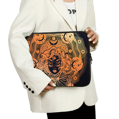 Wiccan Girl And Magical Moon Print Laptop Sleeve