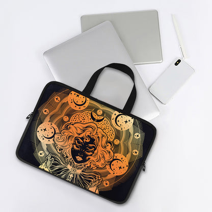 Wiccan Girl And Magical Moon Print Laptop Sleeve With Handle