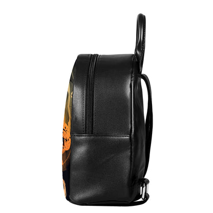 Wiccan Girl And Magical Moon Print Leather Backpack