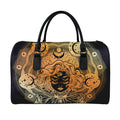 Wiccan Girl And Magical Moon Print Leather Duffel Bag