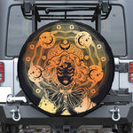 Wiccan Girl And Magical Moon Print Leather Spare Tire Cover