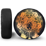 Wiccan Girl And Magical Moon Print Leather Spare Tire Cover