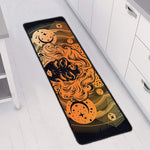 Wiccan Girl And Magical Moon Print Long Kitchen Mat