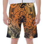 Wiccan Girl And Magical Moon Print Men's Beach Shorts