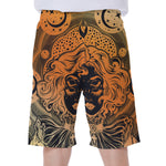 Wiccan Girl And Magical Moon Print Men's Beach Shorts
