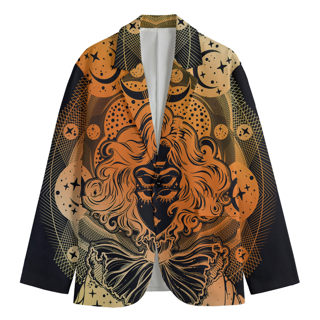 Wiccan Girl And Magical Moon Print Men's Blazer