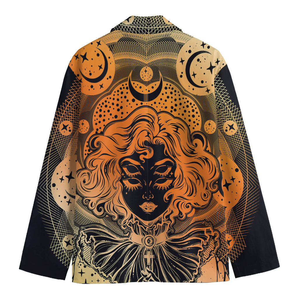 Wiccan Girl And Magical Moon Print Men's Blazer