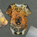 Wiccan Girl And Magical Moon Print Men's Bodysuit
