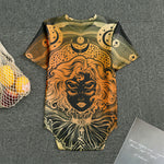 Wiccan Girl And Magical Moon Print Men's Bodysuit