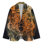 Wiccan Girl And Magical Moon Print Men's Cotton Blazer