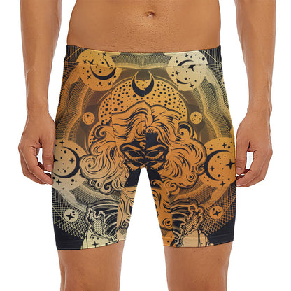 Wiccan Girl And Magical Moon Print Men's Long Boxer Briefs