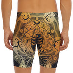 Wiccan Girl And Magical Moon Print Men's Long Boxer Briefs