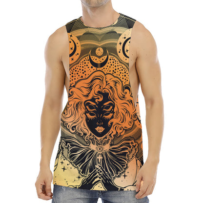 Wiccan Girl And Magical Moon Print Men's Muscle Tank Top