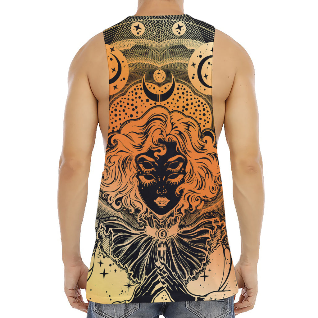 Wiccan Girl And Magical Moon Print Men's Muscle Tank Top
