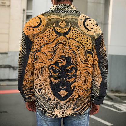 Wiccan Girl And Magical Moon Print Men's Shirt Jacket