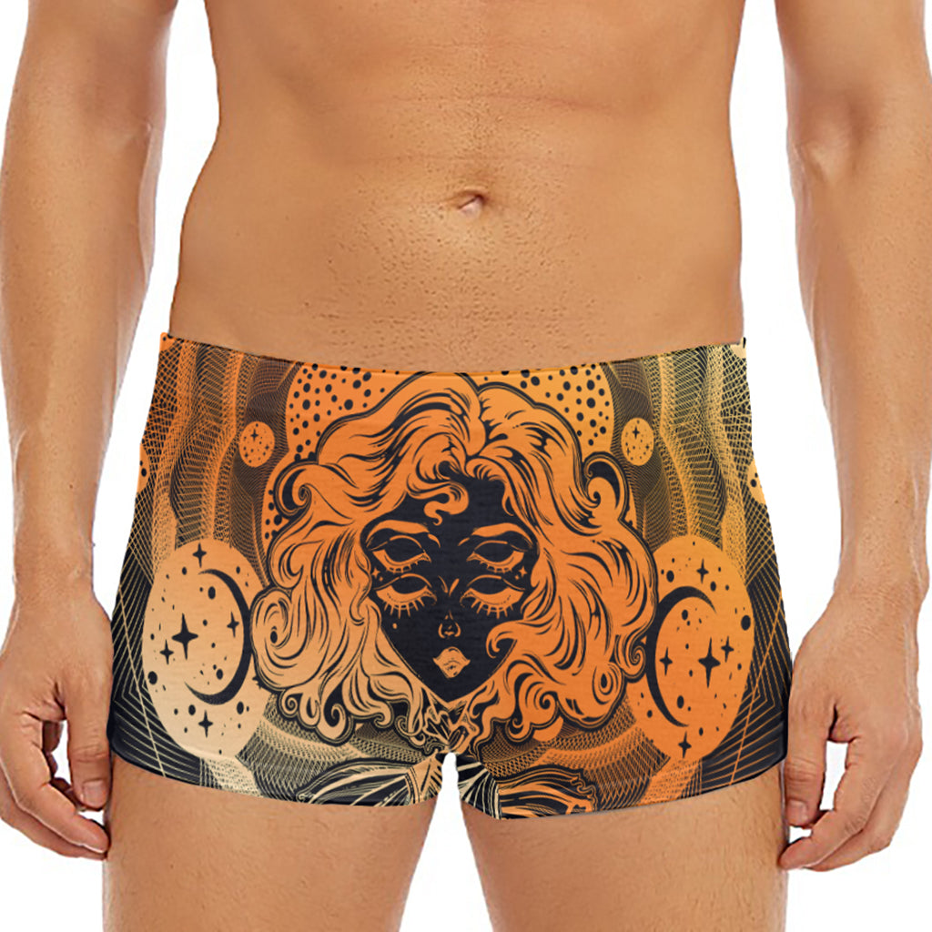 Wiccan Girl And Magical Moon Print Men's Short Boxer Briefs
