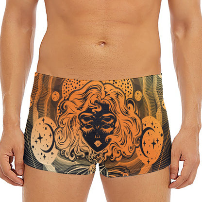 Wiccan Girl And Magical Moon Print Men's Short Boxer Briefs