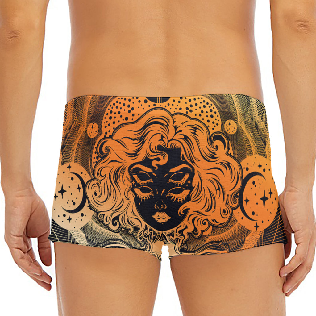 Wiccan Girl And Magical Moon Print Men's Short Boxer Briefs