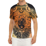 Wiccan Girl And Magical Moon Print Men's Short Sleeve Rash Guard