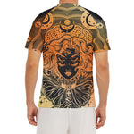Wiccan Girl And Magical Moon Print Men's Short Sleeve Rash Guard