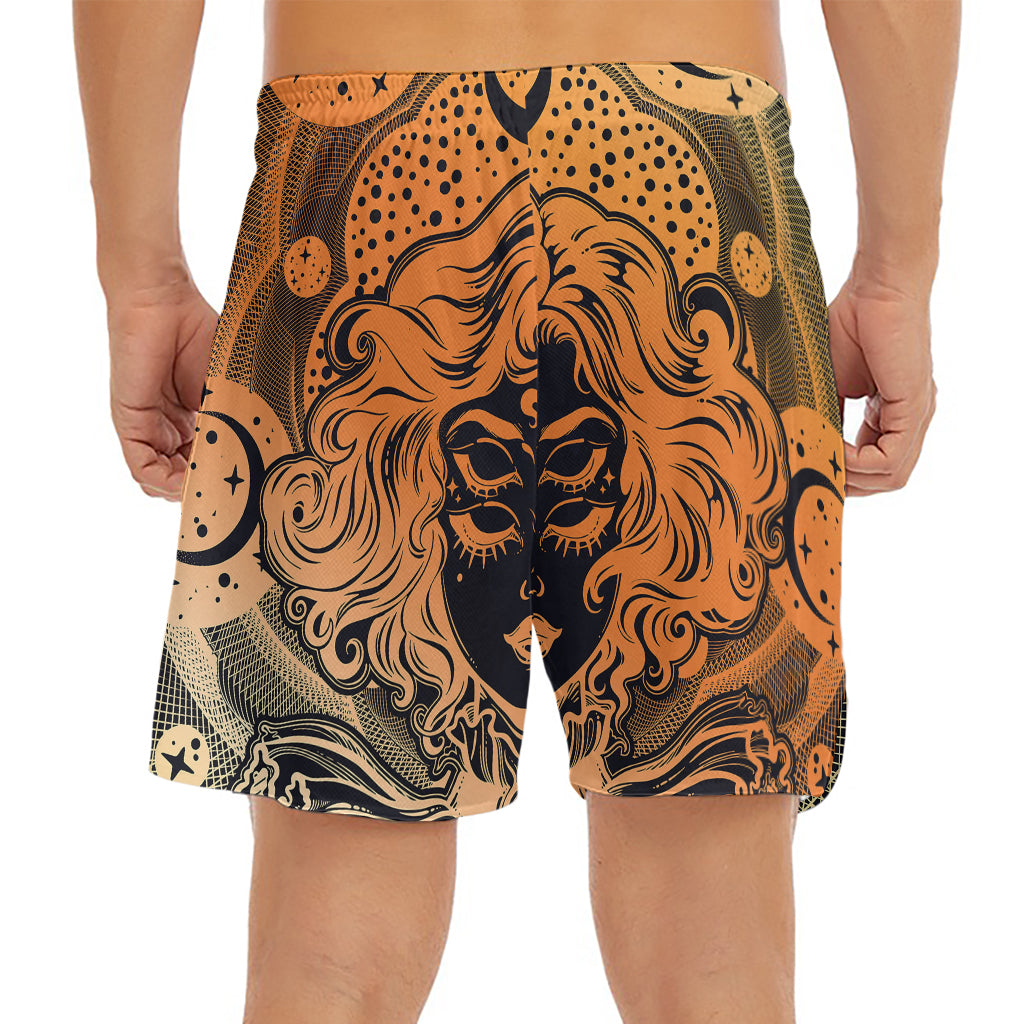 Wiccan Girl And Magical Moon Print Men's Split Running Shorts