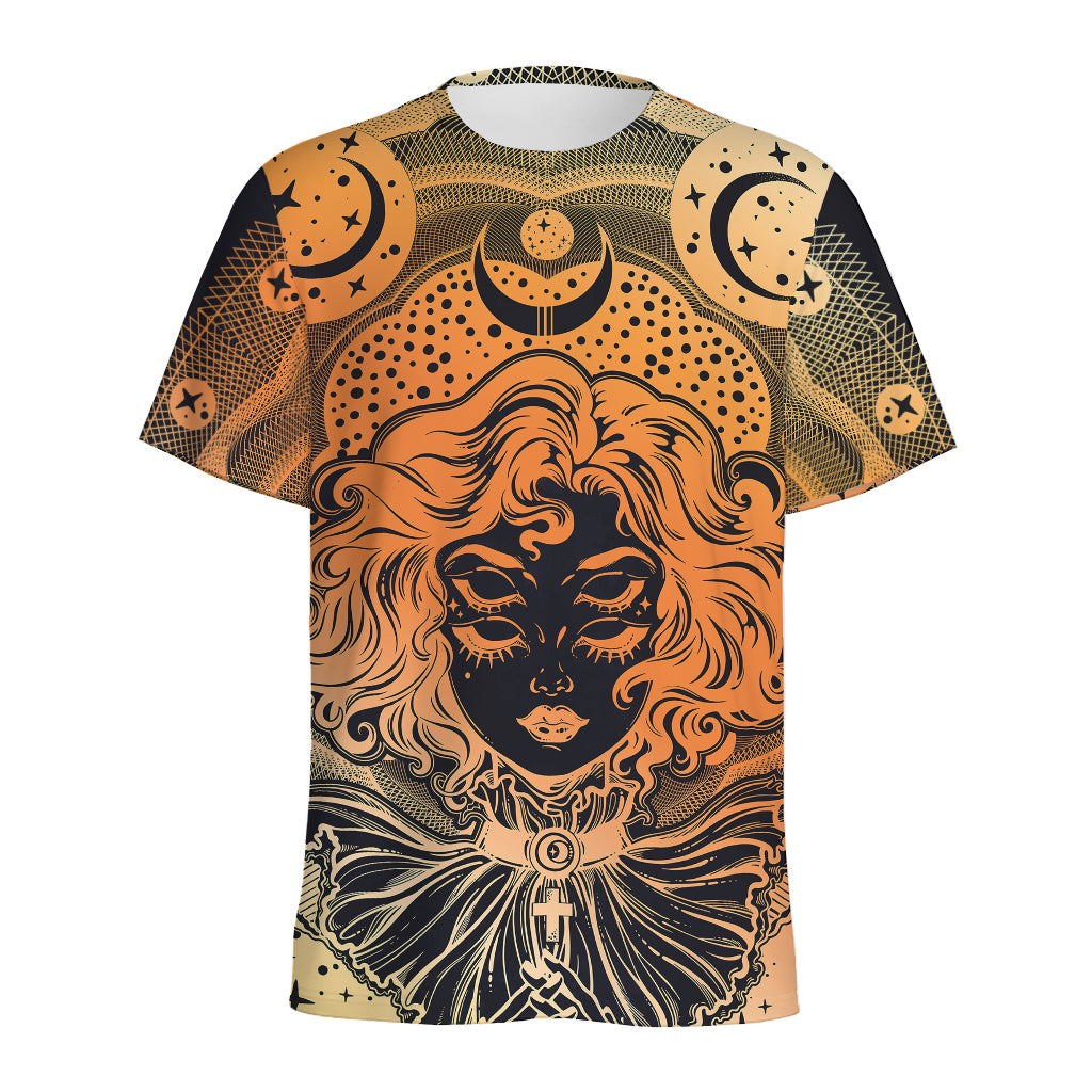 Wiccan Girl And Magical Moon Print Men's Sports T-Shirt