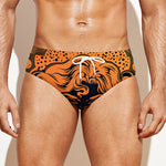 Wiccan Girl And Magical Moon Print Men's Swim Briefs