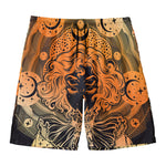 Wiccan Girl And Magical Moon Print Men's Swim Trunks
