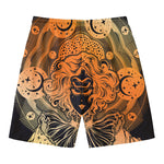 Wiccan Girl And Magical Moon Print Men's Swim Trunks