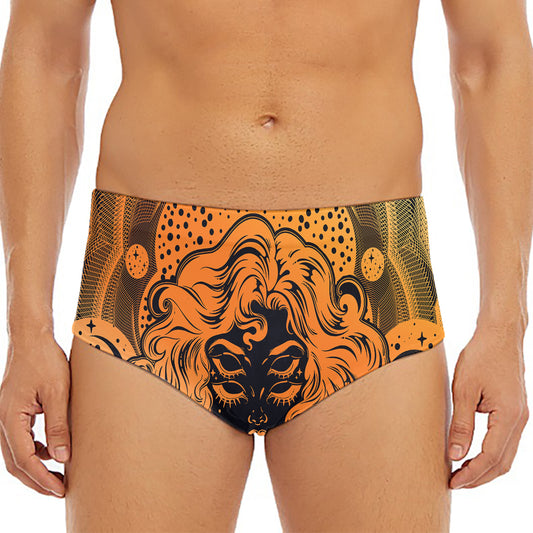Wiccan Girl And Magical Moon Print Men's Triangle Swim Briefs