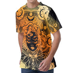 Wiccan Girl And Magical Moon Print Men's Velvet T-Shirt