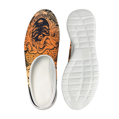 Wiccan Girl And Magical Moon Print Mesh Casual Shoes
