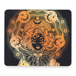 Wiccan Girl And Magical Moon Print Mouse Pad