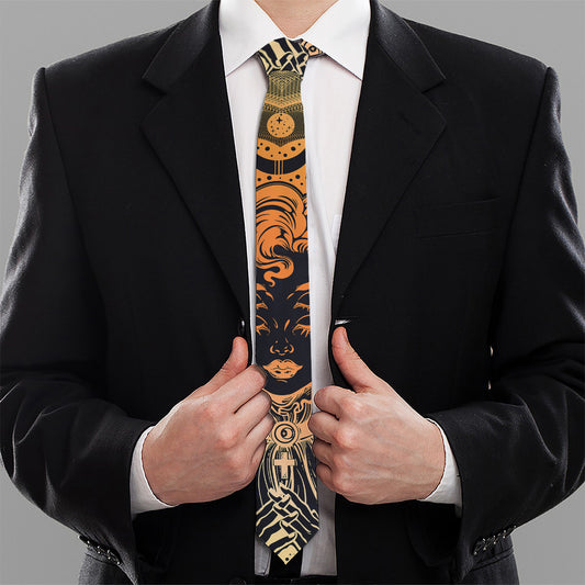 Wiccan Girl And Magical Moon Print Necktie