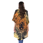 Wiccan Girl And Magical Moon Print Open Front Beach Cover Up