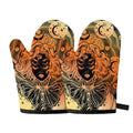 Wiccan Girl And Magical Moon Print Oven Mitts