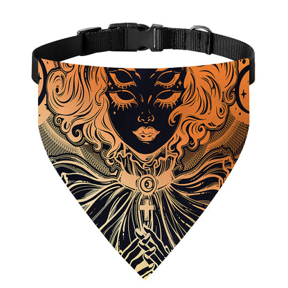 Wiccan Girl And Magical Moon Print Over The Collar Dog Bandana