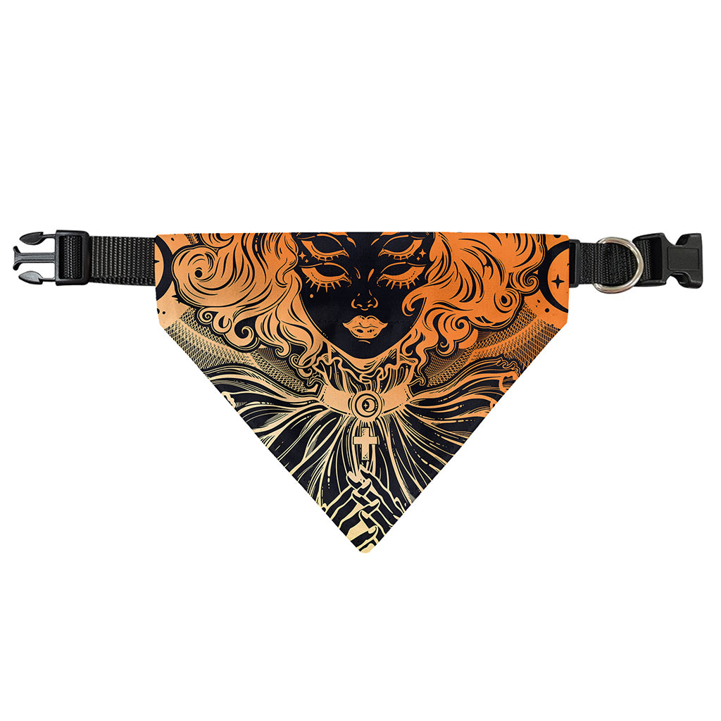 Wiccan Girl And Magical Moon Print Over The Collar Dog Bandana