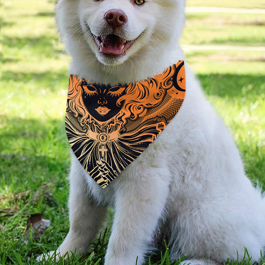 Wiccan Girl And Magical Moon Print Over The Collar Dog Bandana
